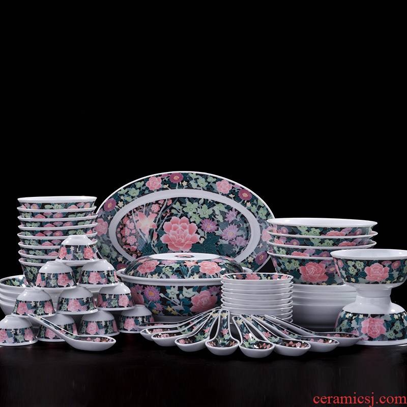 Next thousand red up with glaze color full Chinese ceramic dishes household hand - made tableware tableware people combined packages