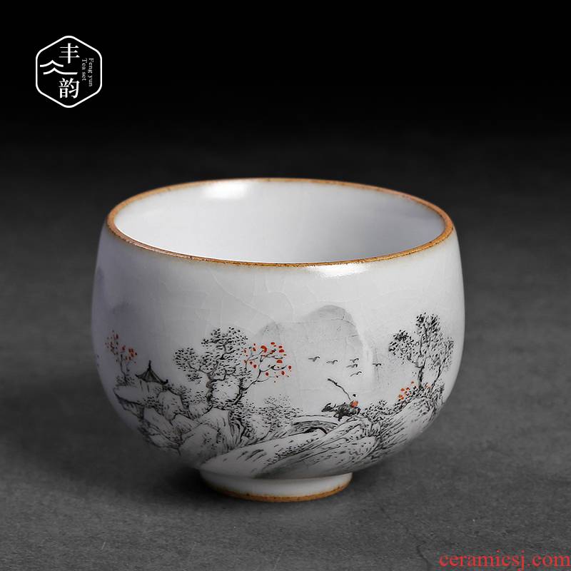 Kung fu tea cups jingdezhen hand - made ru up market metrix who cup large slicing can raise the ceramic sample tea cup individual single CPU