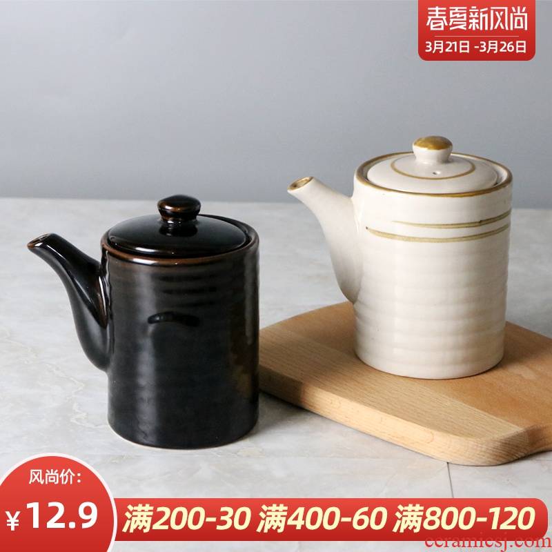 Ceramic tableware kitchen creative household vinegar soy sauce bottles old Japanese soy sauce pot smoking pot of sessile oil jar is contracted