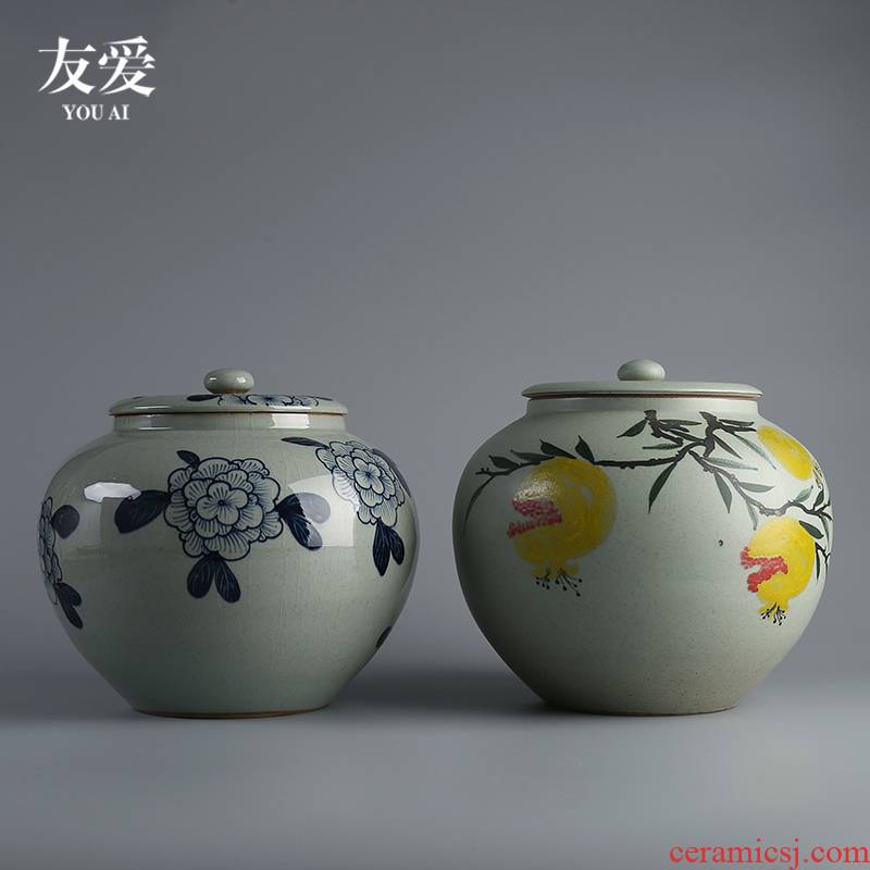 Love jingdezhen hand - made archaize oversized caddy fixings one jin of large tank storage tea urn checking ceramic pot
