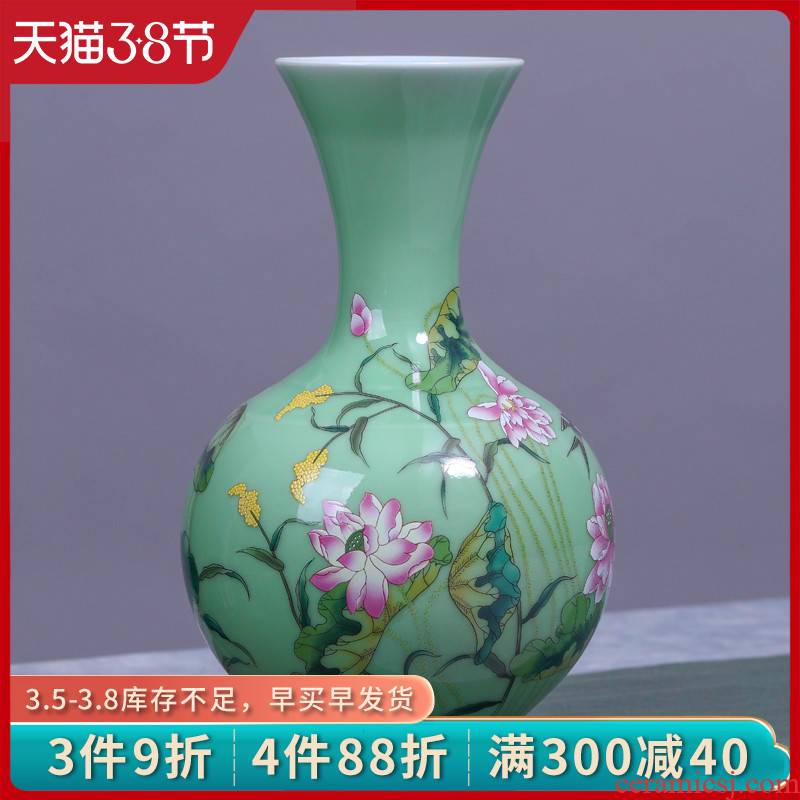 Jingdezhen ceramic vase manual shadow blue glaze color bucket load rhyme bottle vases, flower decoration crafts are sitting room