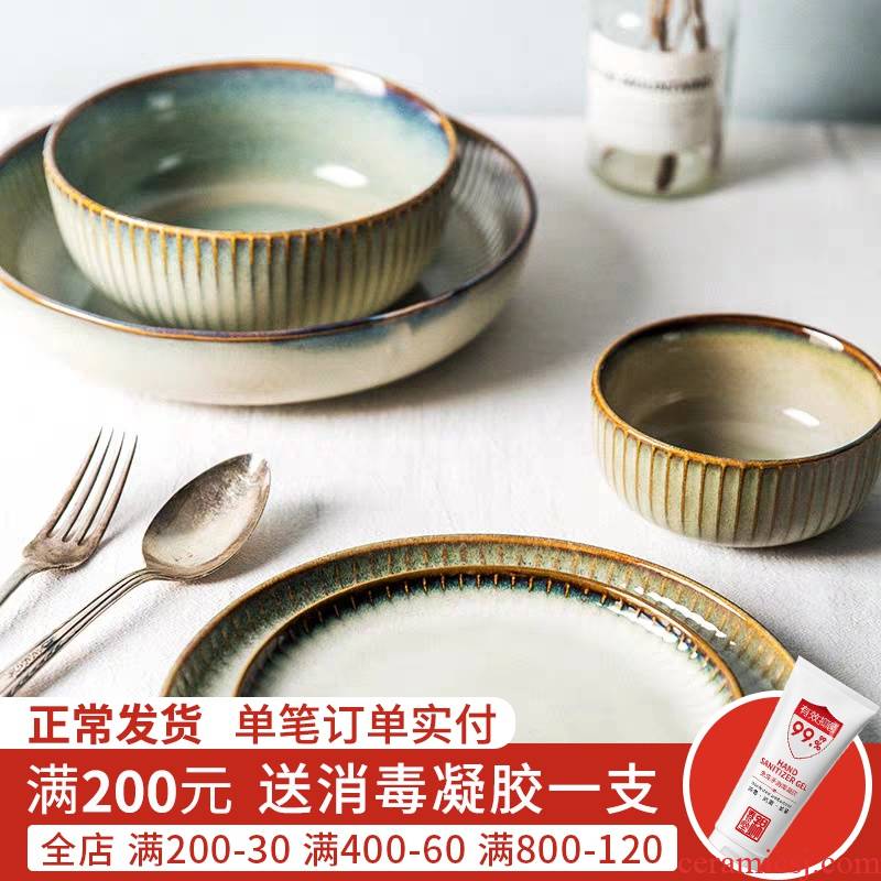 Jian Lin dishes Nordic household tableware ceramic bowl rainbow such use salad bowl of soup bowl western food steak