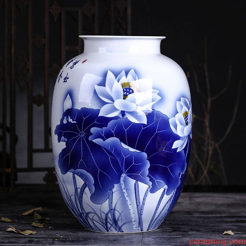 Jingdezhen ceramics furnishing articles big vase household flower arrangement sitting room adornment bottles of hand blue and white porcelain vase furnishing articles