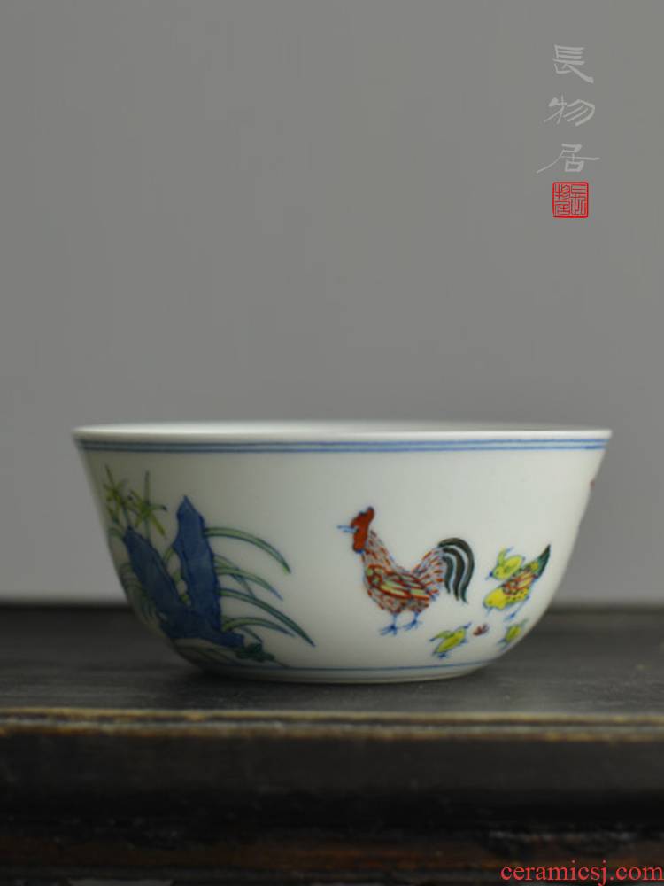 Offered home - cooked manual kung fu tea cups in jingdezhen ceramic cup chicken hand - made color bucket cylinder cup antique tea cup