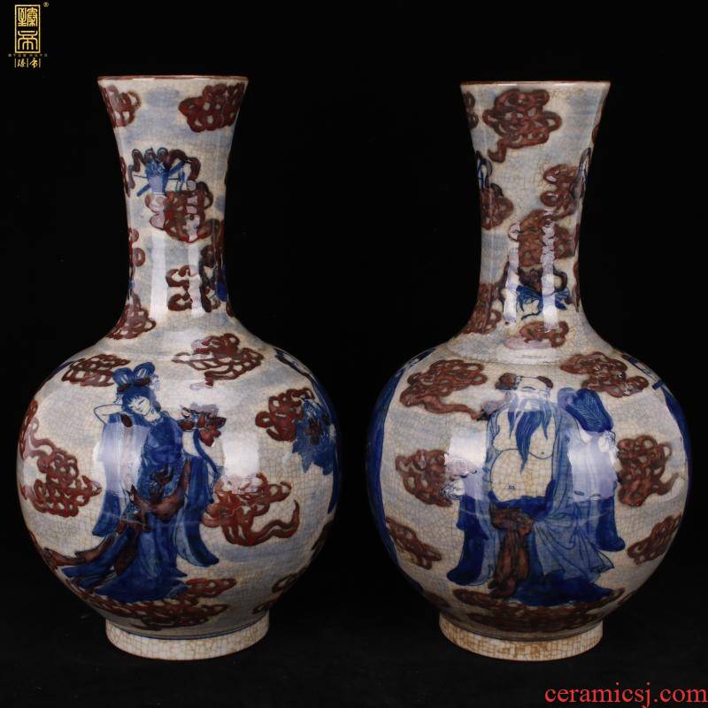 Jingdezhen imitation the qing qianlong year open piece of hand - made of vases, antique reproduction of the eight immortals antique old folk collection furnishing articles