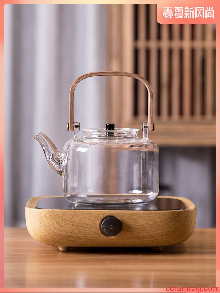 Glass kettle boil tea ware to hold to high temperature filtering tropical bamboo kung fu tea set as the electricity TaoLu boiled water furnace