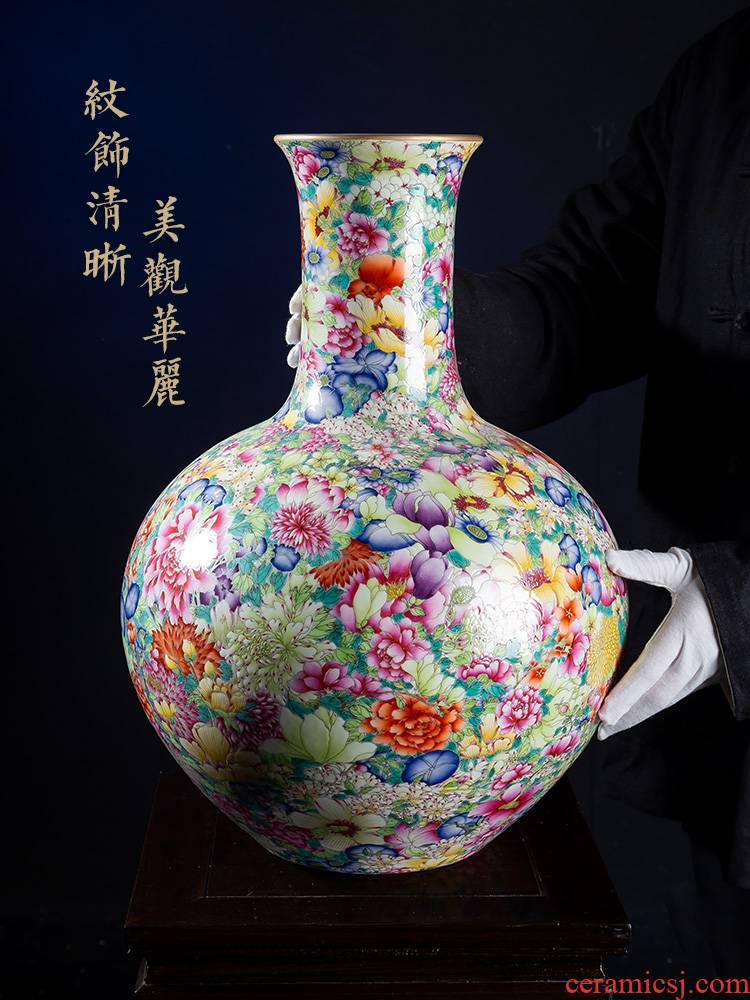 Jia lage jingdezhen ceramic vase YangShiQi landing after carved the qing qianlong enamel bottle of flower is not be born