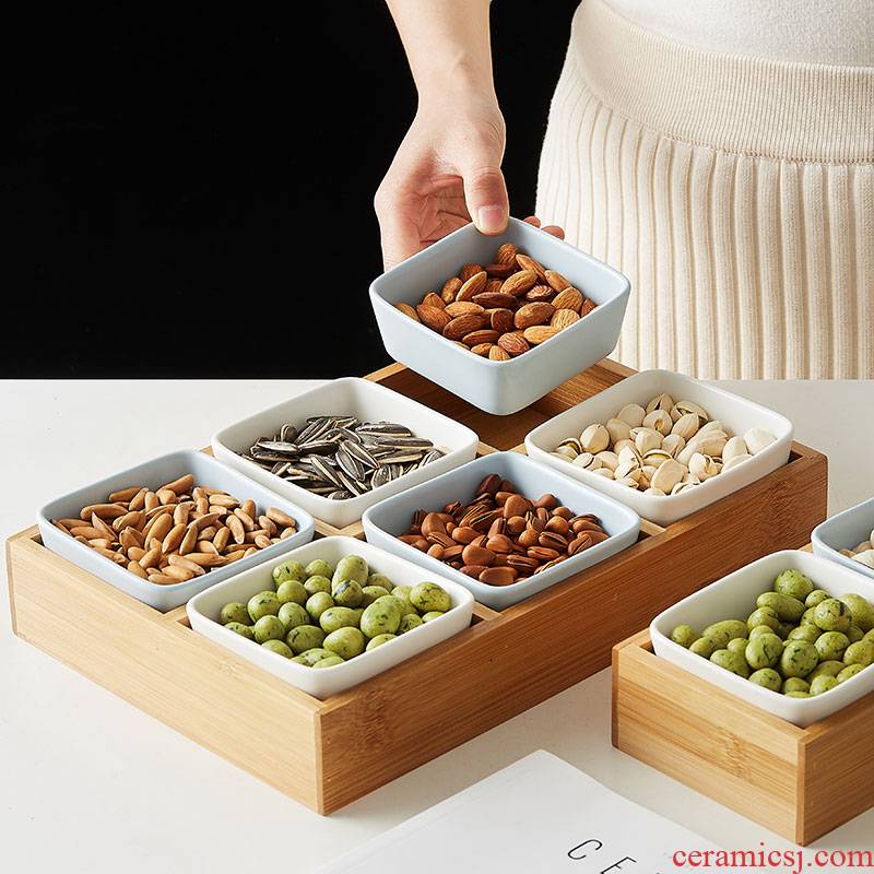 Japanese creative dry fruit tray frame plate paste disc ceramic compote snacks of disk platter of fruit snacks all the plate