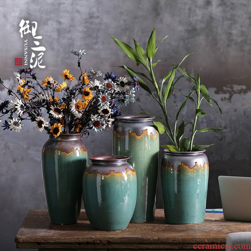 Jingdezhen ceramic new Chinese vase furnishing articles sitting room put lucky bamboo straight fleshy potted flower pot