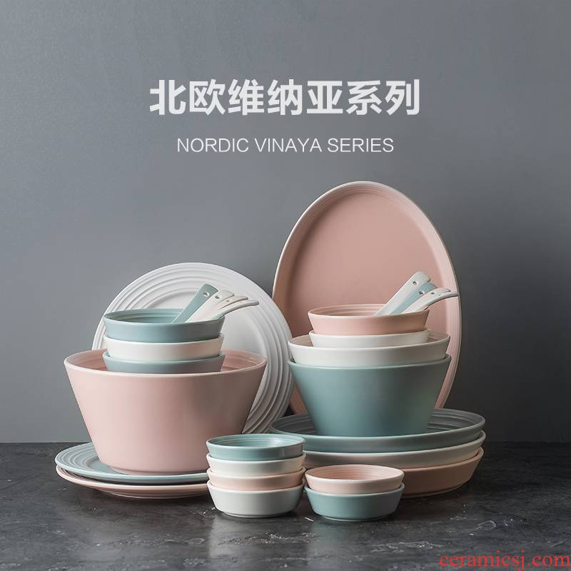Simple dishes suit, lovely household jobs individuality creative ceramic bowl Nordic network red tableware ins dishes