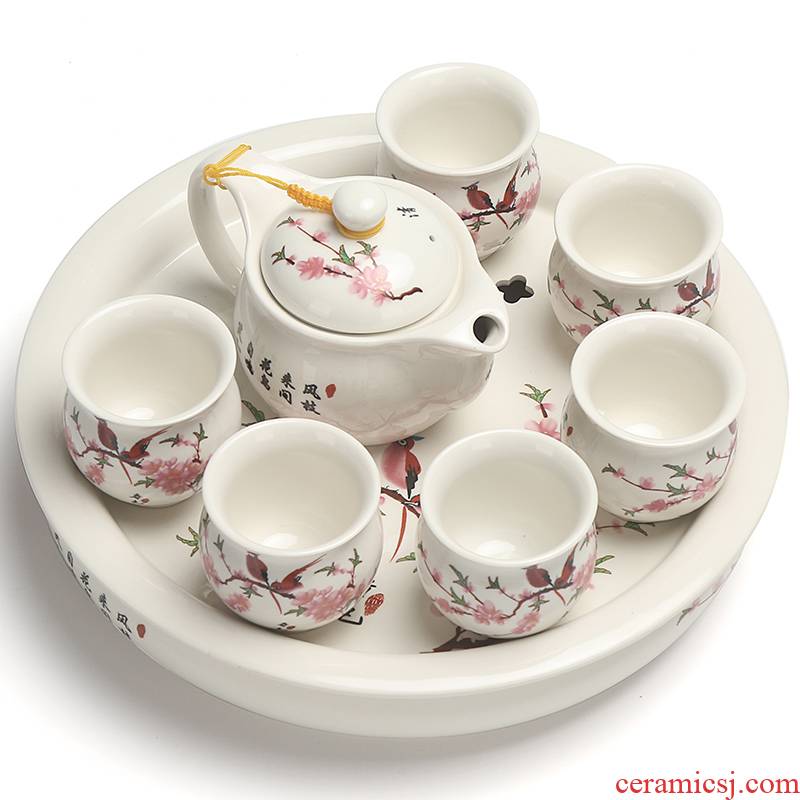True sheng kung fu tea set home against the hot insulation ceramic tea tray was double Chinese teapot of a complete set of cups