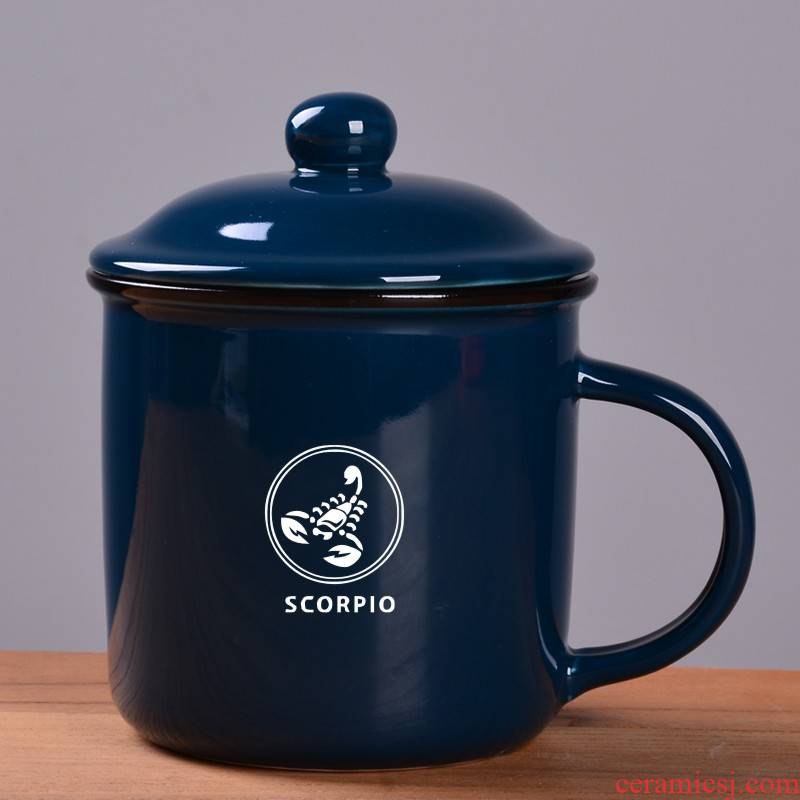 The zodiac glass ceramic keller cup couples personalization its imitation enamel cup home tea cup