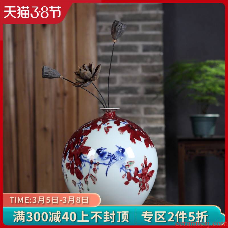 Jingdezhen ceramics hand - made porcelain youligong flower vase new Chinese zen sitting room adornment is placed
