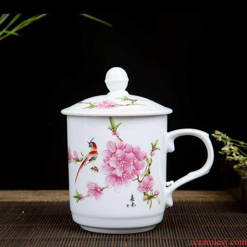 Jingdezhen ipads porcelain ceramic cups with cover household heat resistant glass office conference reception gifts cup cup.