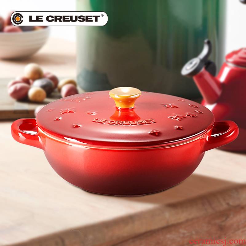 France 's LE CREUSET cool color stoneware Christmas star series 12 cm deep cooking pot shape bake pot roast