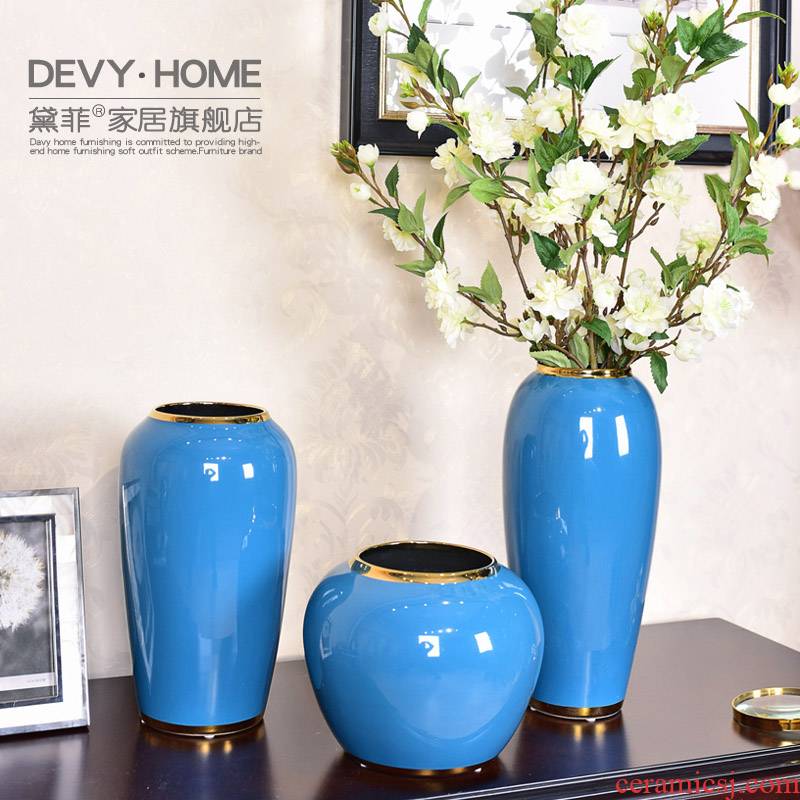 I and contracted sitting room light ceramic vases, new Chinese style key-2 luxury table simulation flower vase furnishing articles home decoration