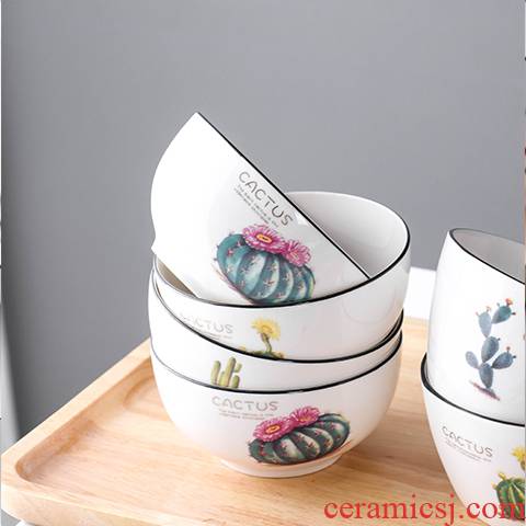 Creative dishes suit household of 4 combination of Japanese ceramic bowl chopsticks dishes suit Nordic network red cutlery set
