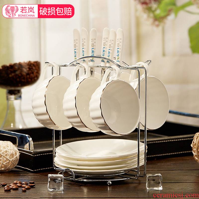 Creative ipads China coffee cups and saucers suit six European gold edge coffee cup set kit coffee spoon