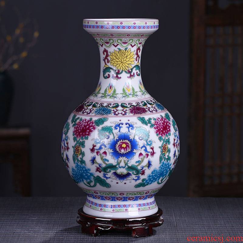 Jingdezhen ceramics enamel see colour blue and white porcelain luminous powder enamel floret bottle home furnishing articles sitting room decoration gifts