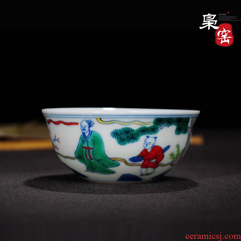 The Owl up da Ming chenghua bucket color archaize of jingdezhen porcelain cups all hand tea cross cup