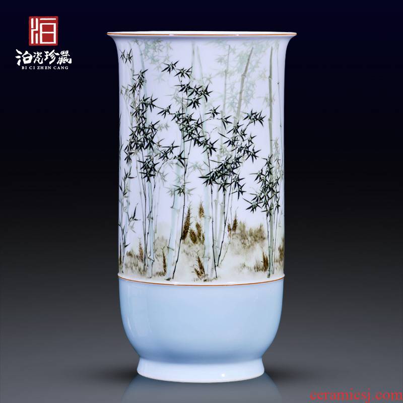Jingdezhen ceramics hand - made pastel bamboo decorative vase rich ancient frame of new Chinese style household furnishing articles sitting room collection
