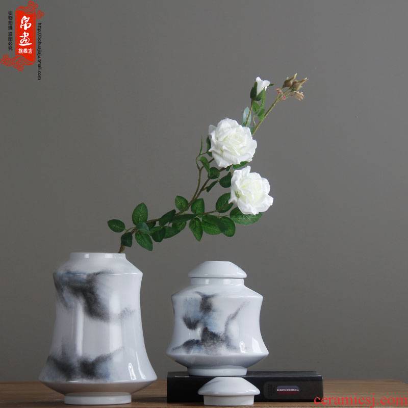 Ink pot of modern Chinese ceramic flower show ceramic storage tank home furnishing articles in the living room