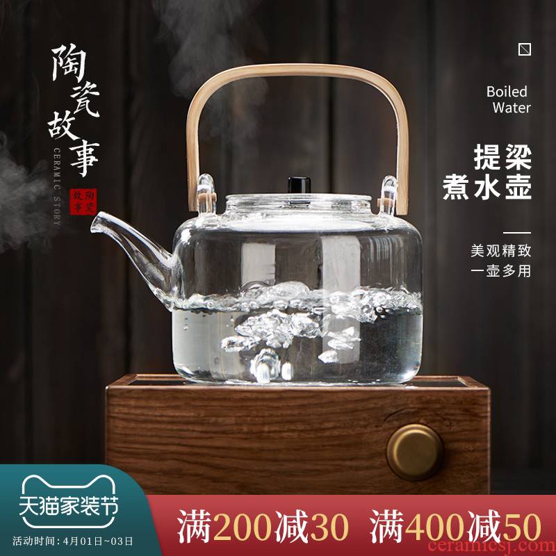 Glass kettle filtering household cooking pot teapot high - temperature bamboo kung fu tea set electric TaoLu the girder pot