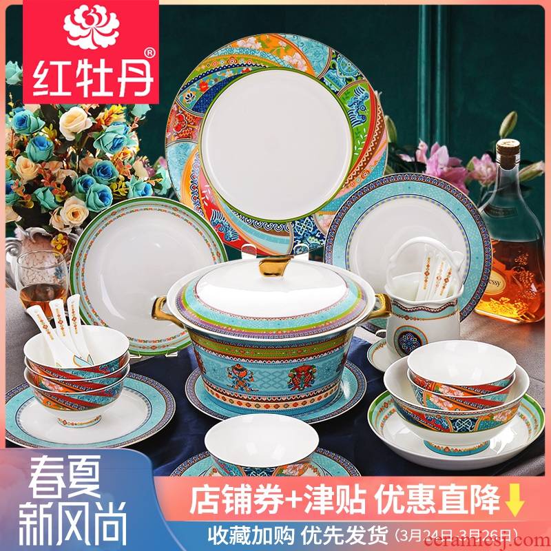 Light and decoration of character porcelain tableware suit new Chinese dishes home dishes individuality creative ceramic restoring ancient ways of eating food for dinner