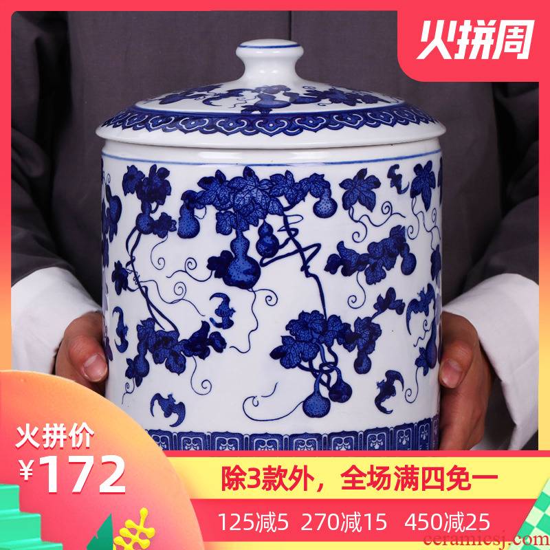 Blue and white porcelain of jingdezhen ceramics with POTS caddy fixings household puer tea pot seal tea urn porcelain tea pot