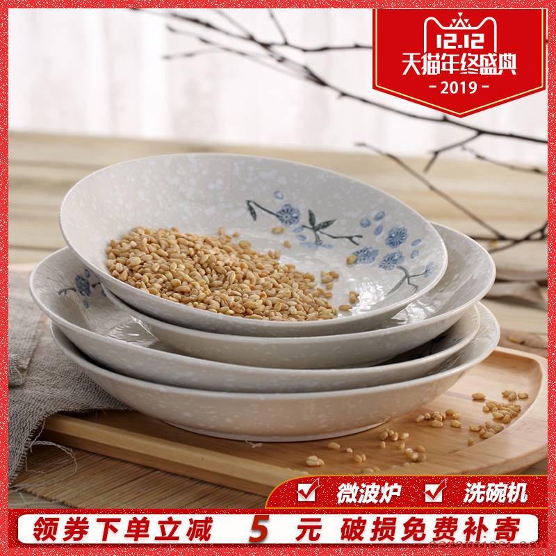 Song of sakura, Japanese new snow glaze 4 piece in ceramic deep soup plate dish creative dishes dumplings the disc plate