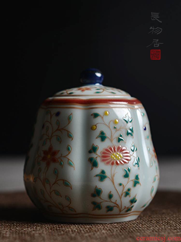 Offered home - cooked at taste new hand draw colorful flowers folding branches pear - shaped tea warehouse small jingdezhen ceramic tea pot