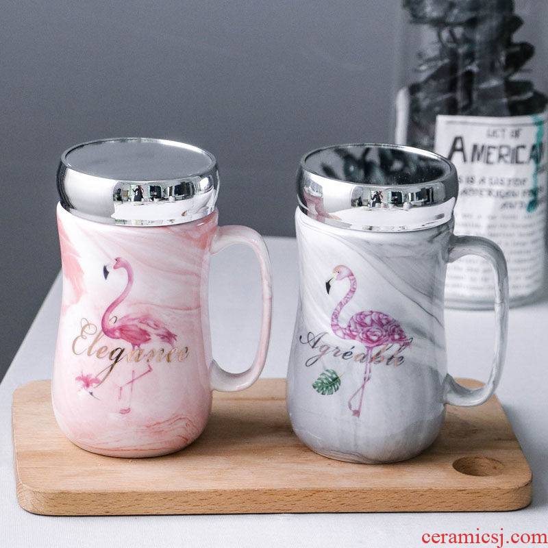 Creative ceramic cup ultimately responds cup home mark cup with cover teaspoons of men and women for a cup of coffee cup cup couples move