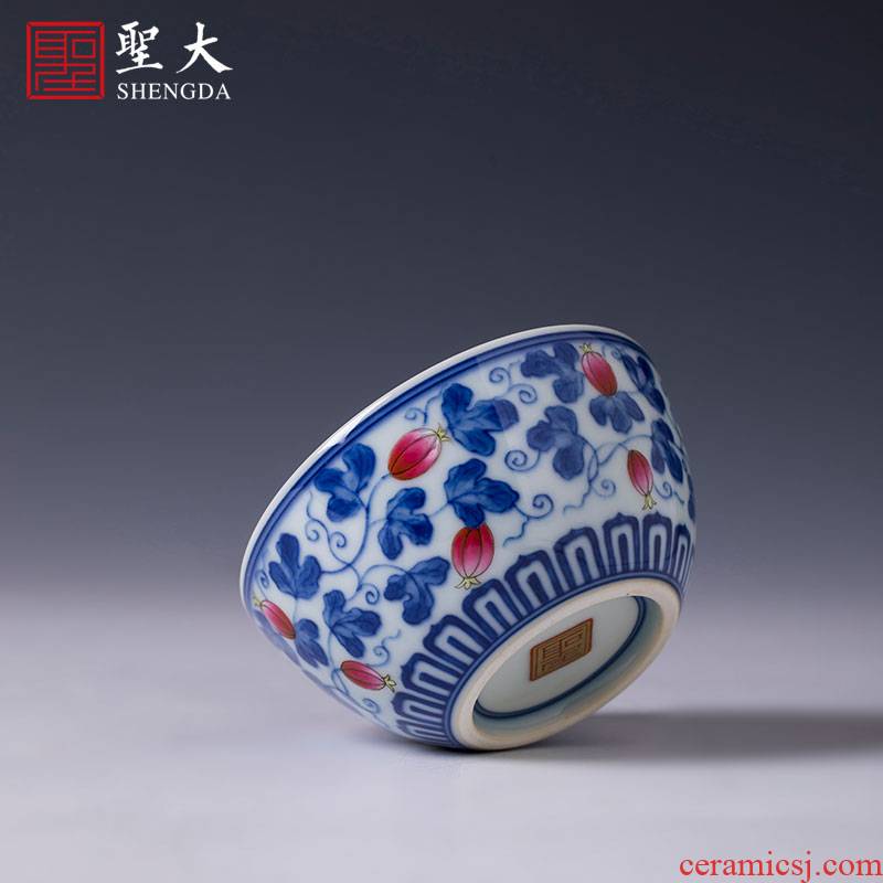 Santa teacups hand - made ceramic kungfu pastel blue fight bound graft vines lines cylinder cup cup of jingdezhen tea service master