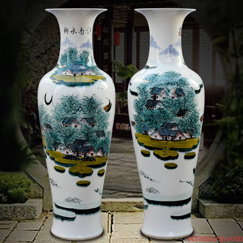 Jingdezhen ceramic hand - made jiangnan water landing big vase home sitting room office furnishing articles opening gifts