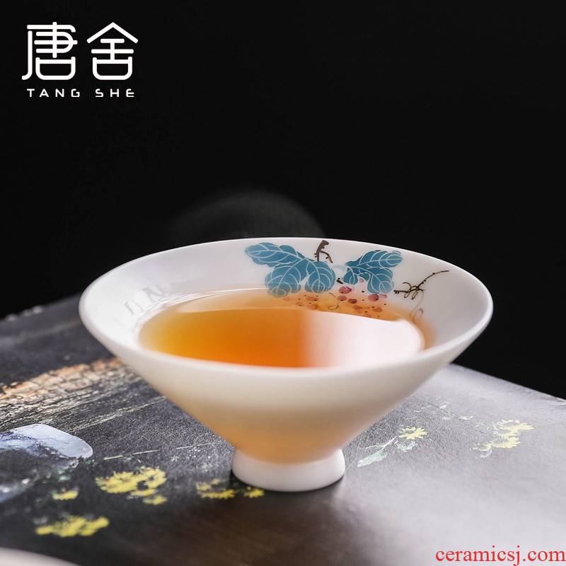Tang s hand sample tea cup kung fu tea set ceramic cups white porcelain lotus hat cup personal single CPU master CPU