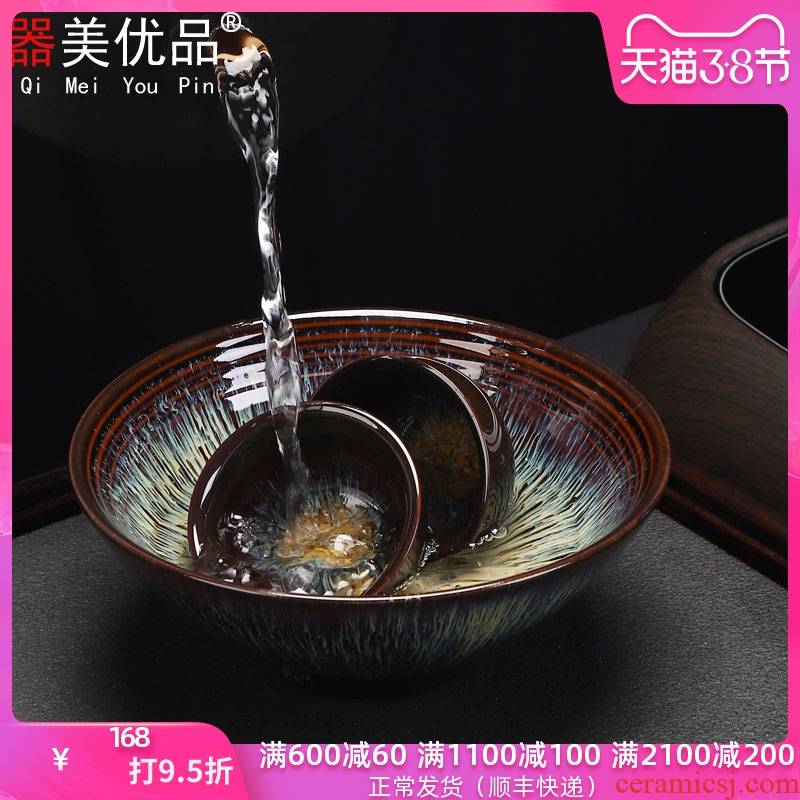 Implement the optimal product variable tea to wash to the pure manual build red glaze, the bowl washing ceramic cups kung fu tea accessories