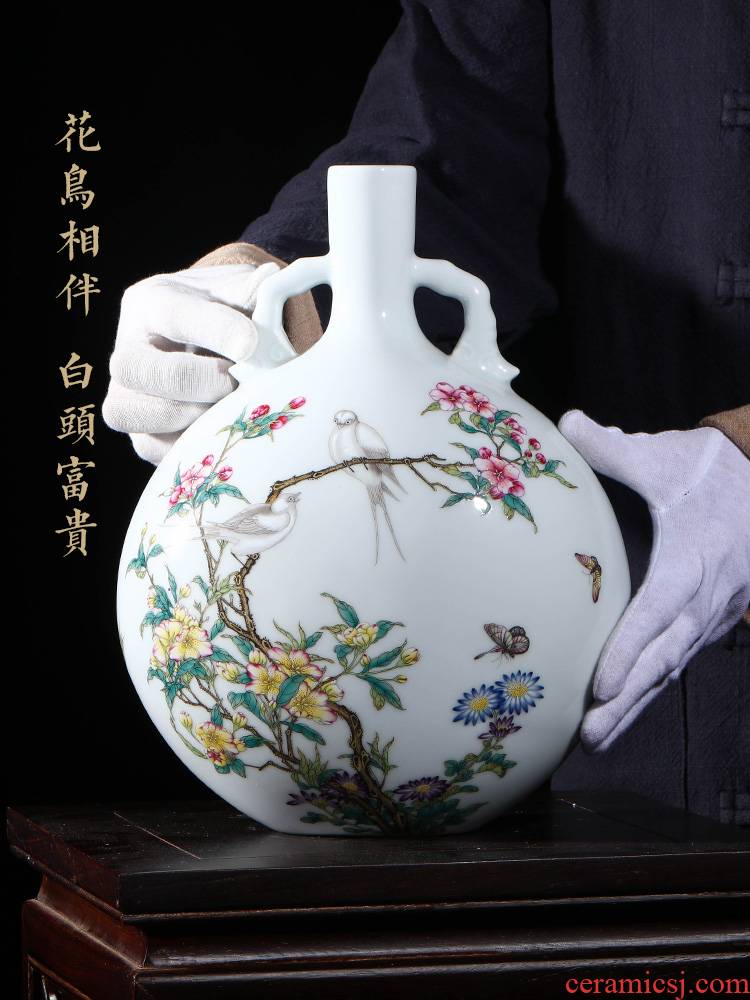 Jia lage jingdezhen hand - made ceramic vase YangShiQi colored enamel bird patterns and name on bottle porch place