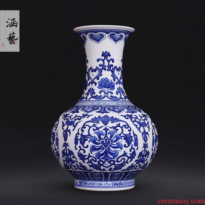 Jingdezhen ceramics hand - made antique blue - and - white riches and honour the best bottle of new Chinese style flower arrangement sitting room decorate gifts furnishing articles