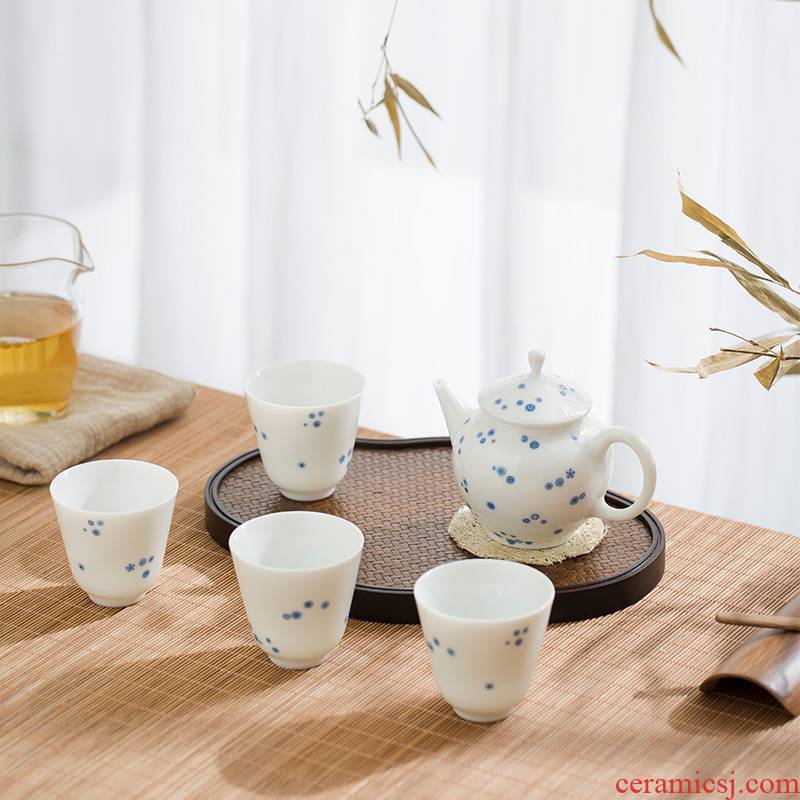 JingLan creative household ceramic ball tea tray was kung fu tea set white tire set the teapot tea cups of tea