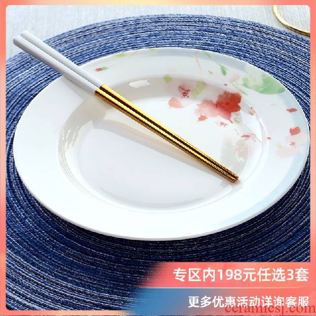 Ronda about ipads porcelain household ipads porcelain art rural wind household dish dish dish flower overflow 9 inches dish plate suit