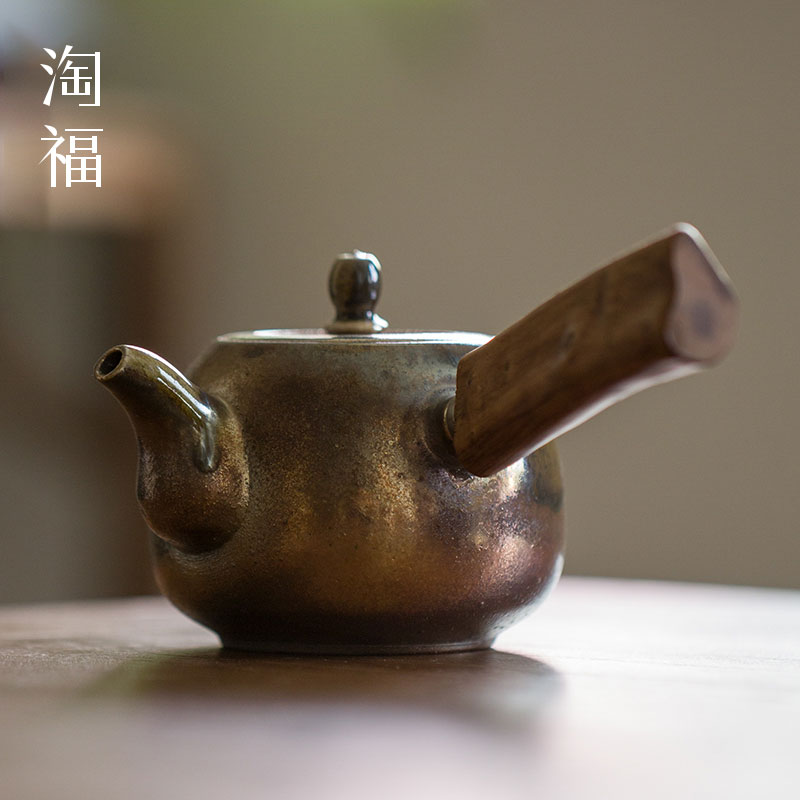 Taiwan Wu Jinwei side to burn pot of pure manual kung fu tea set ceramic teapot single pot teapot home collection