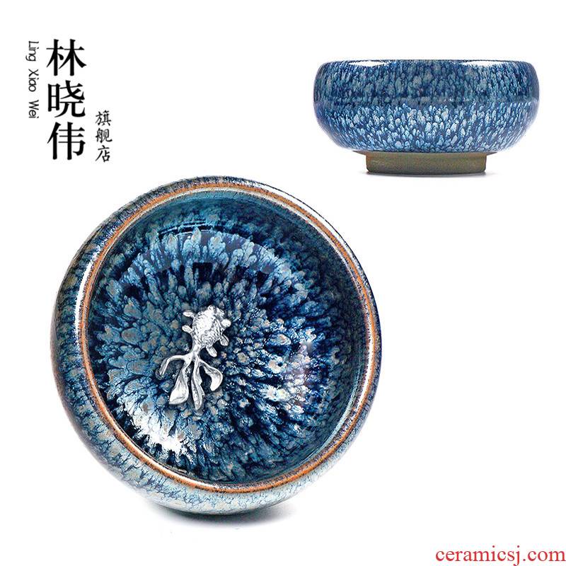 Lin Xiaowei built light silver ceramic cups baihua lamp sample tea cup silver cup ceramics single CPU use lamp that master