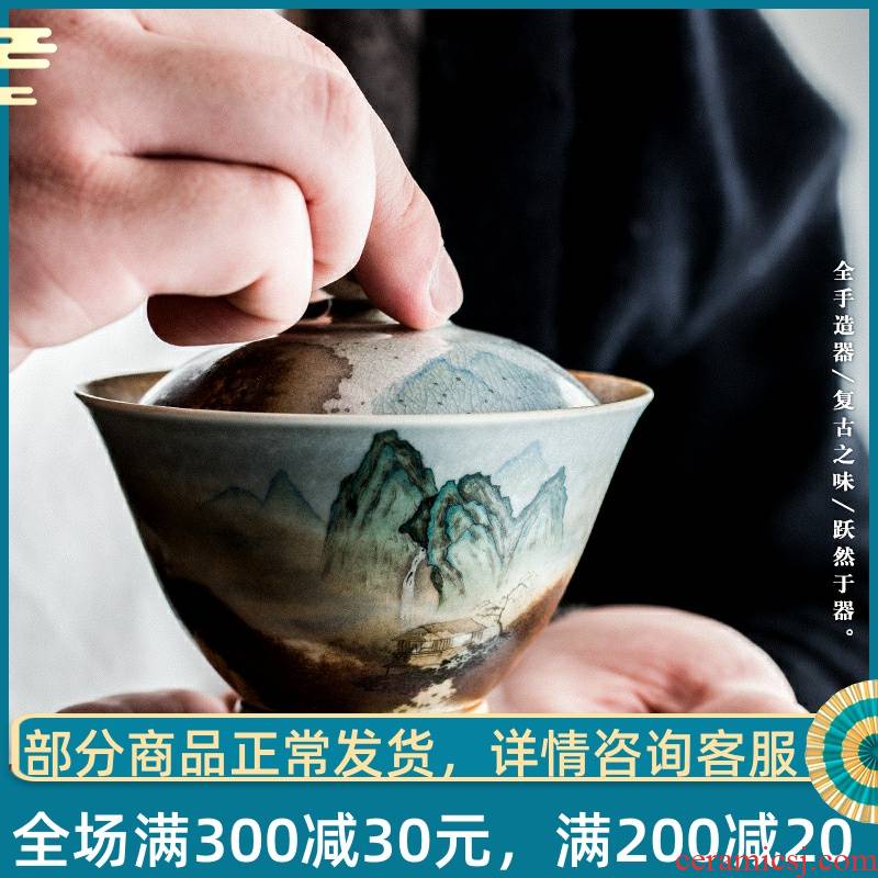 Gather wood up change scene hand - made qingshan tureen jingdezhen kung fu tea tureen Chinese ceramic tea tureen