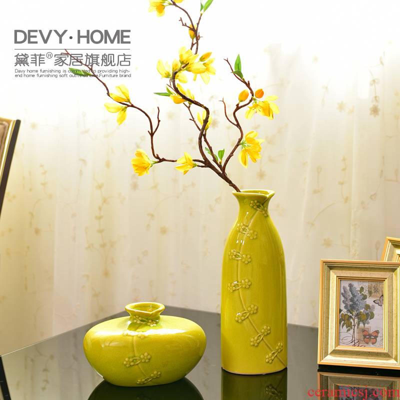 New Chinese style ceramic vase living room table simulation flowers, dried flowers, flower arrangement, household decorates porch TV ark, furnishing articles