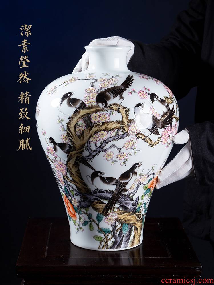 Jia lage jingdezhen ceramic vase YangShiQi pastel and name the magpies MeiWenMei bottles of ancient China