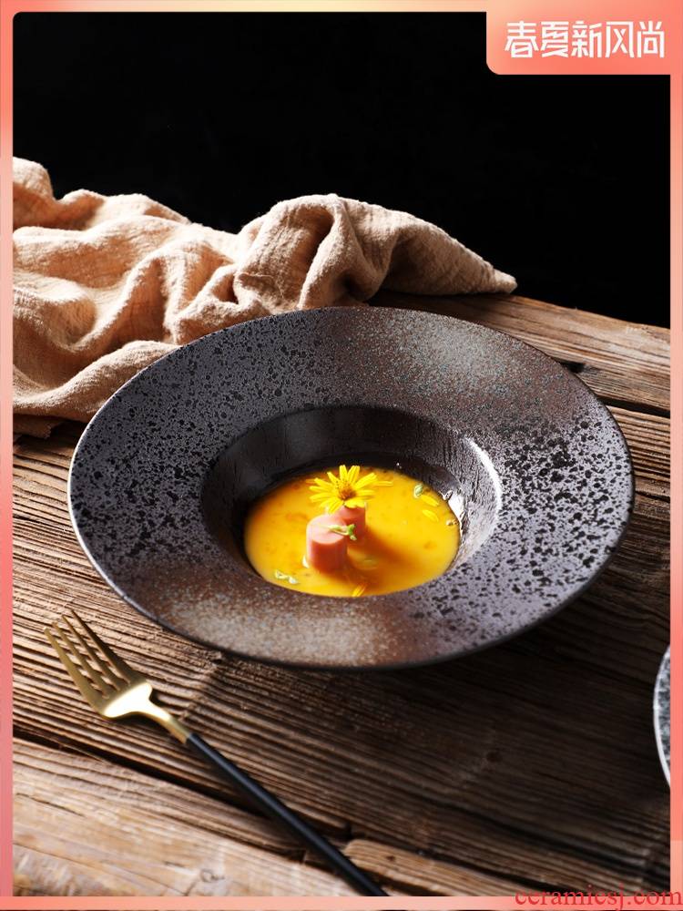 Straw ceramic plate of pasta dish food dish western - style soup plate soup bowl restaurant tableware flying saucer dish ltd.