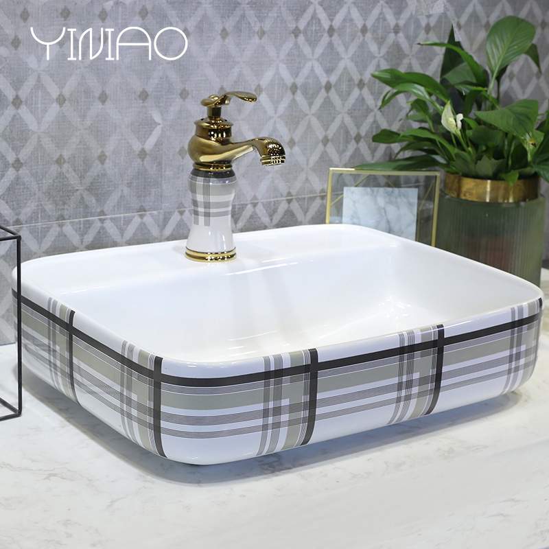 On the ceramic bowl, square, European art basin sink basin bathroom sinks counters are contracted household