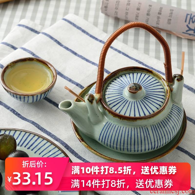 Three ceramic Japanese household Three - piece suit the teapot single pot of tea tea kettle girder pot of flower pot