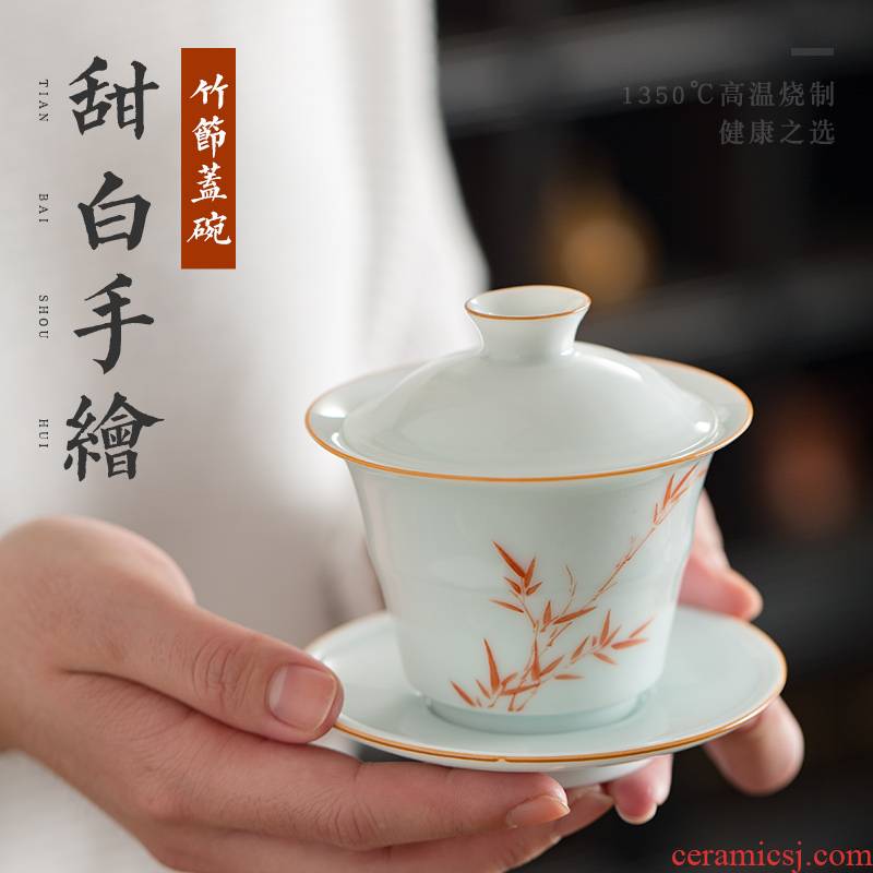 Soil jingdezhen work sweet white three story tureen hand ceramic cups tureen kung fu tea bowl thin foetus