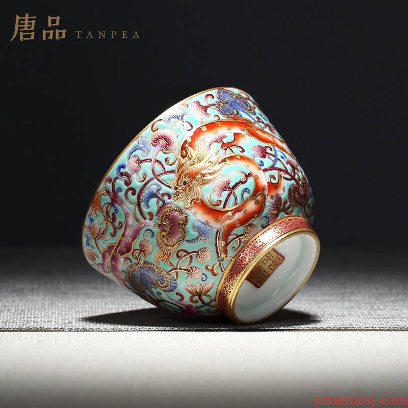 Colored enamel suit dragon ganoderma lucidum grain see colour master individual cup cup teapot jingdezhen kung fu tea gifts